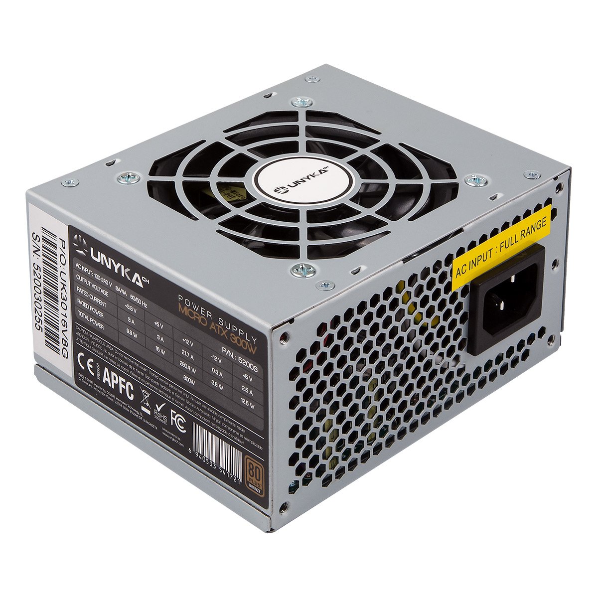 (Km0) Fuente de Alimentacion SFX 300W 52003 80+ Bronze APFC Activo Ventilador 80mm Silencioso OEM CASH30 — vista detalle 1