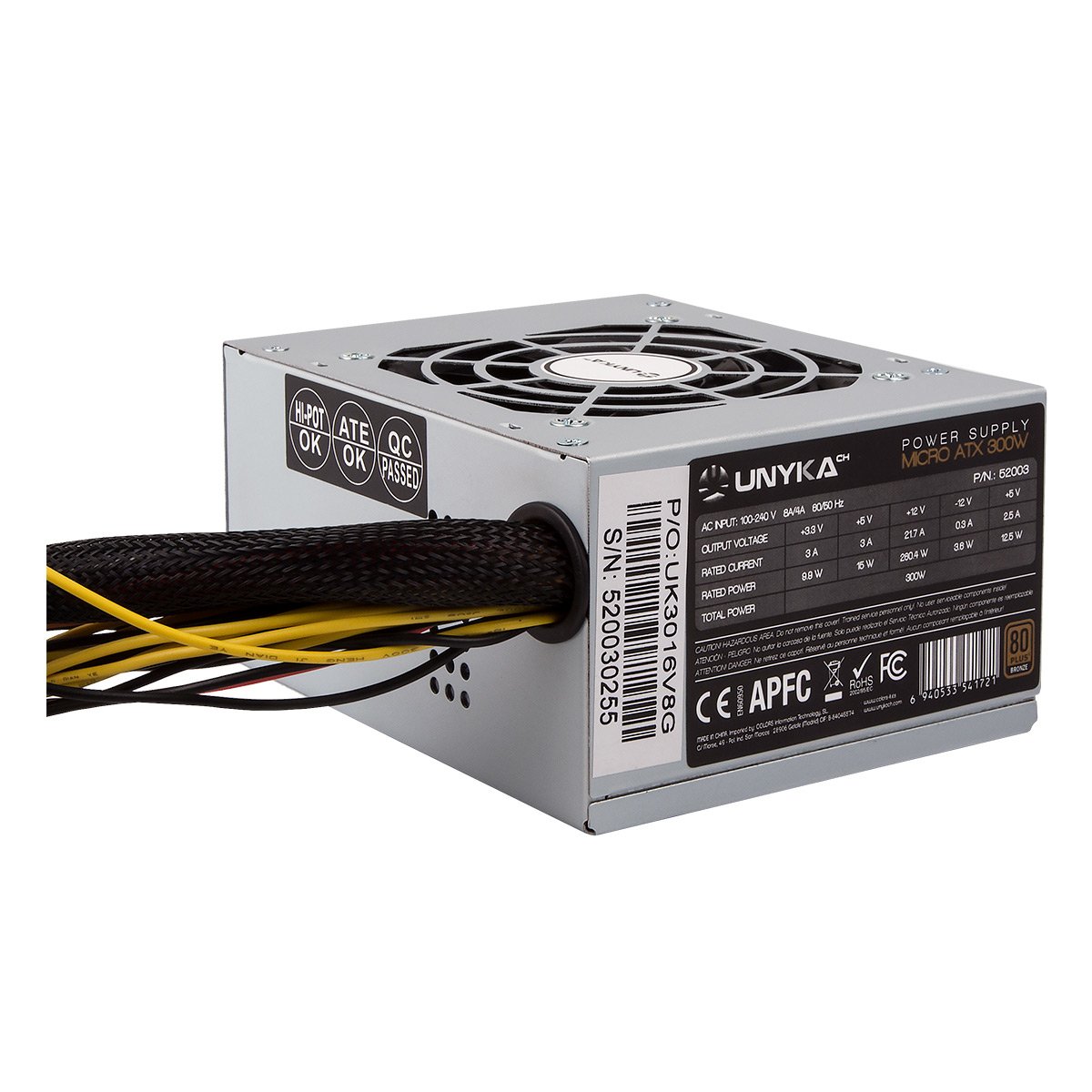(Km0) Fuente de Alimentacion SFX 300W 52003 80+ Bronze APFC Activo Ventilador 80mm Silencioso OEM CASH30 — vista detalle 2