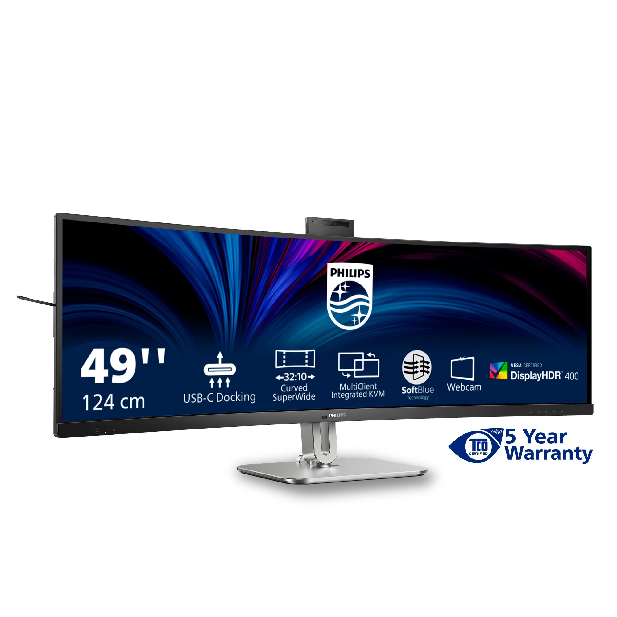 Monitor 49" Curvo USB-C DP HDMI 49B2U6900CH VA 5120x1440 75hz 4ms VESA 2x5W Negro Webcam — vista detalle 2