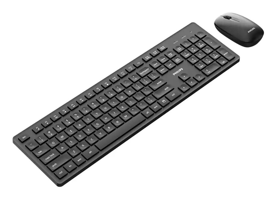 Mouse y Teclado Wireless SPT6318B 2.4GHZ 1600 DPI Silencioso Atajos Multimedia Negro — vista detalle 1